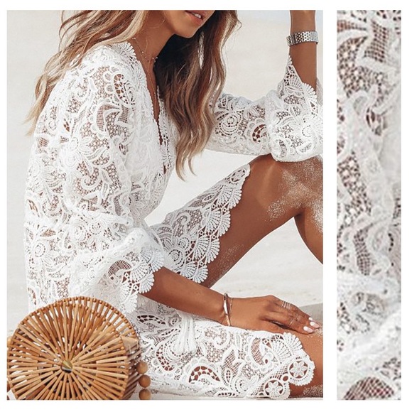 🔥Sale🔥White lace swim coverup - Picture 2 of 10